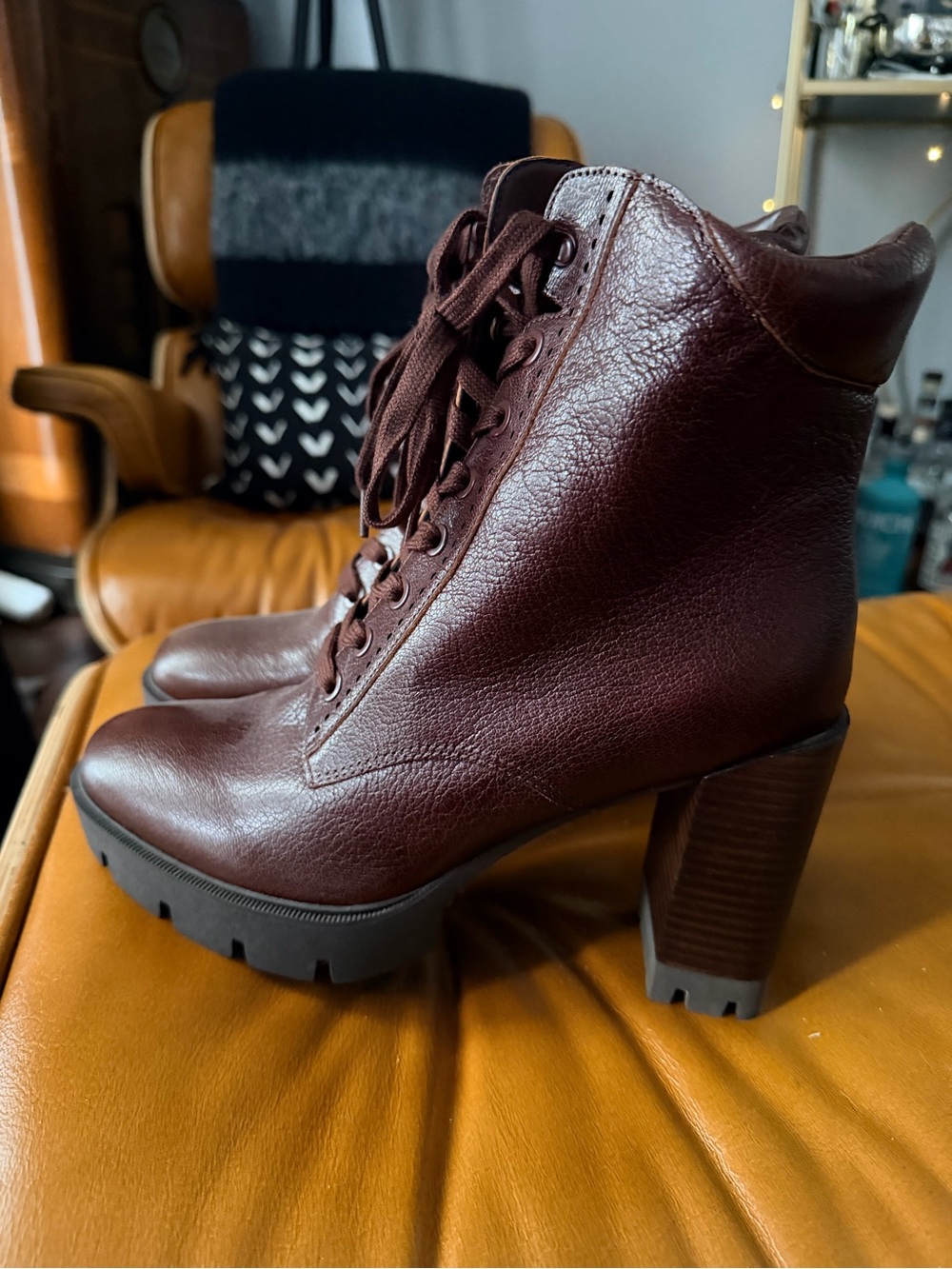 Naturalizer Women's Lace-Up Combat Boots - Dark Brown